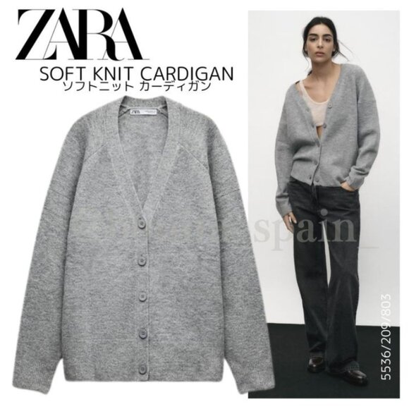 Zara Softknit Cardigan Grey Size M - Picture 8 of 8